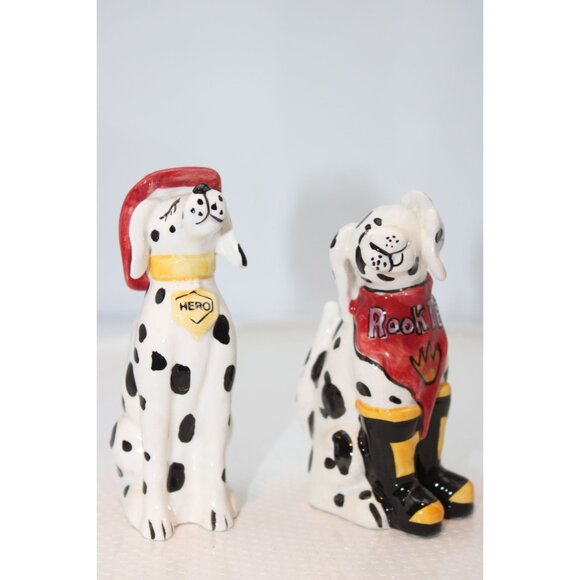 Salt & Pepper Shakers - Firehouse Dalmatians by Blue Sky Clayworks, 4" - Picture 1 of 6